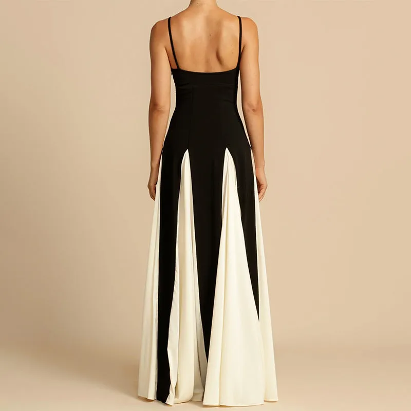 Marlene - Chic Color Contrast Woman's Sling Dress