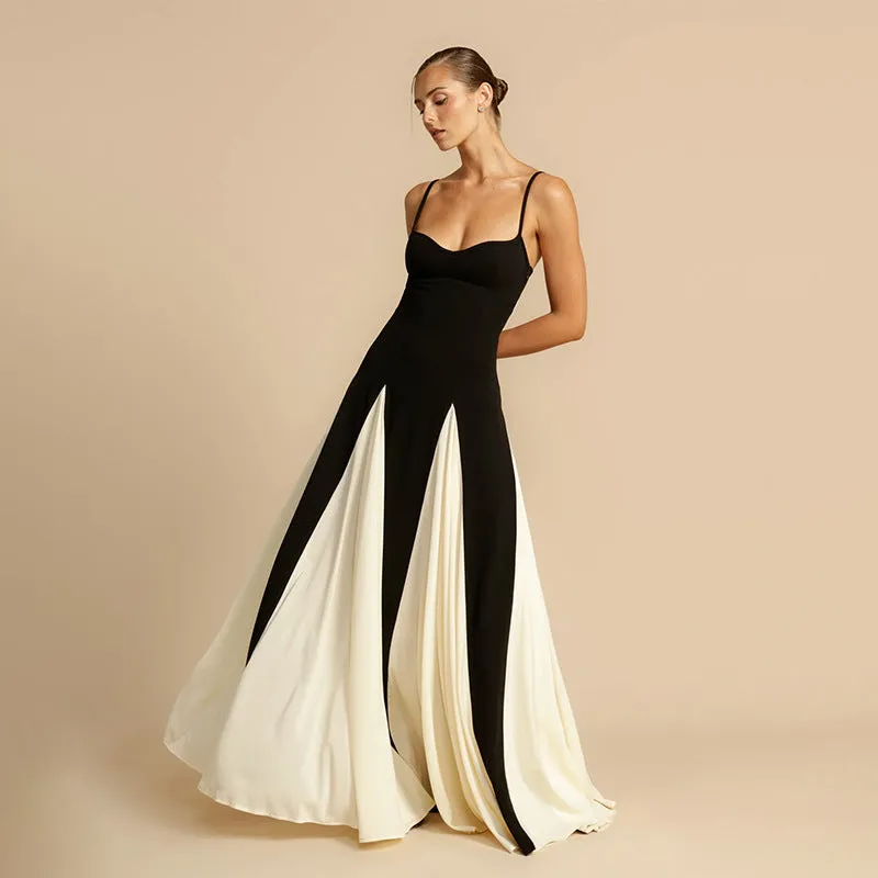 Marlene - Chic Color Contrast Woman's Sling Dress