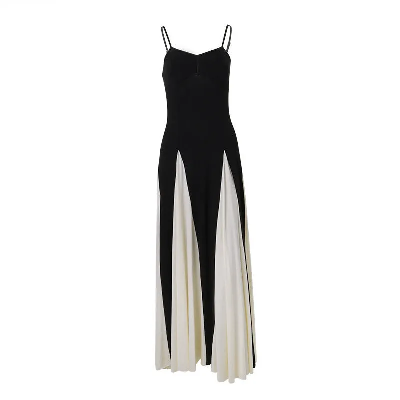 Marlene - Chic Color Contrast Woman's Sling Dress