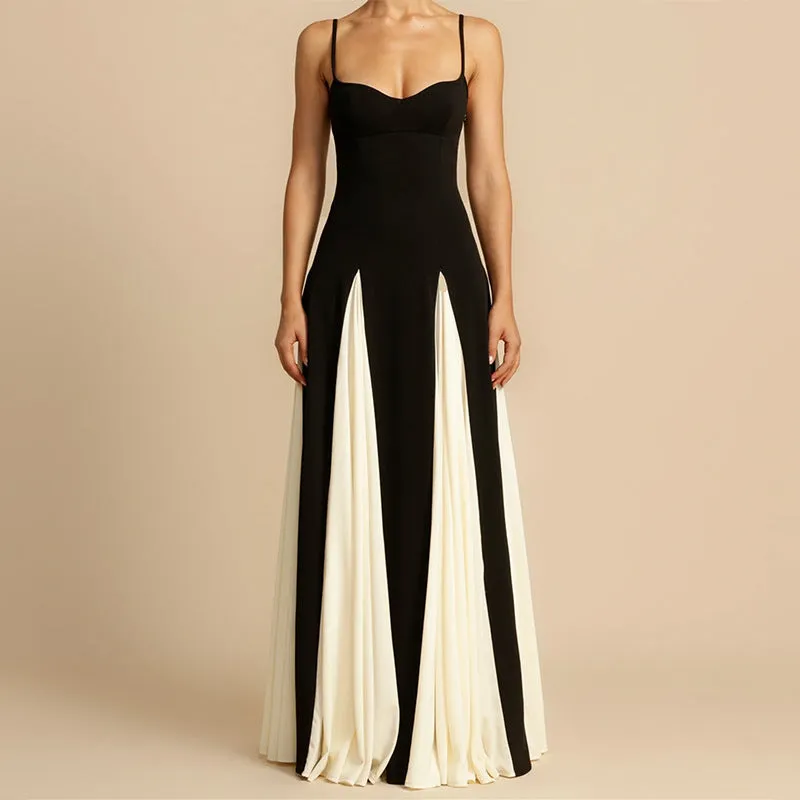 Marlene - Chic Color Contrast Woman's Sling Dress