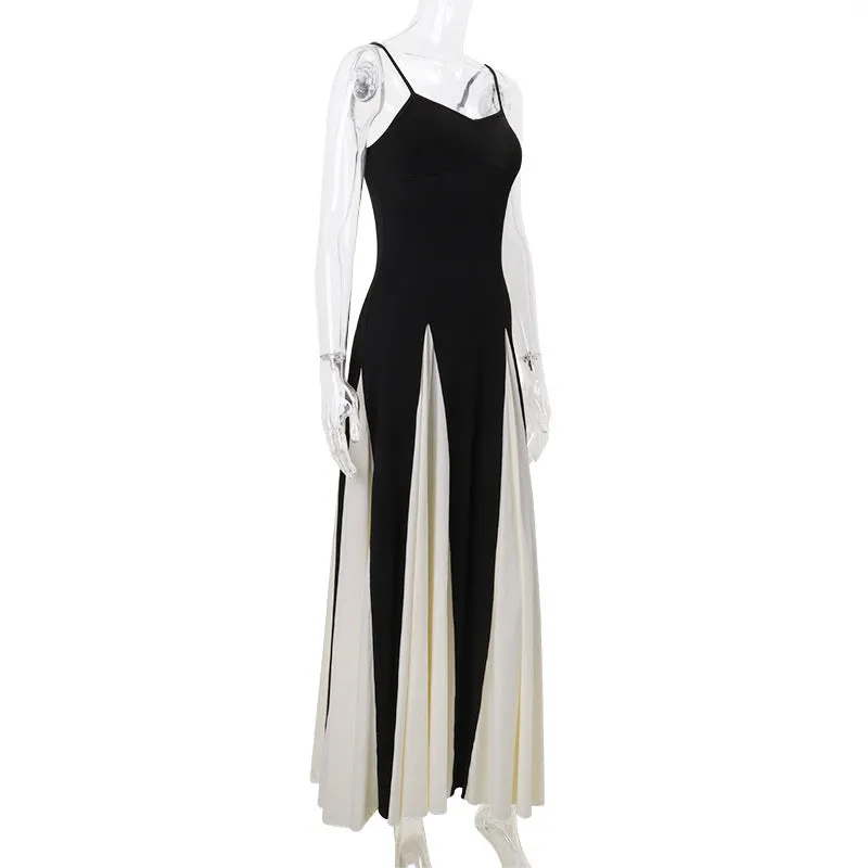 Marlene - Chic Color Contrast Woman's Sling Dress