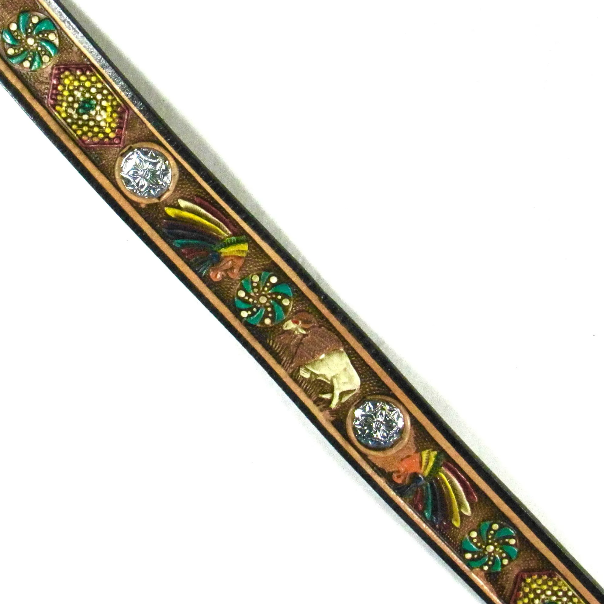 MB-3C  1 1/2" Mexican Tooled Belt- Aztec Motiff