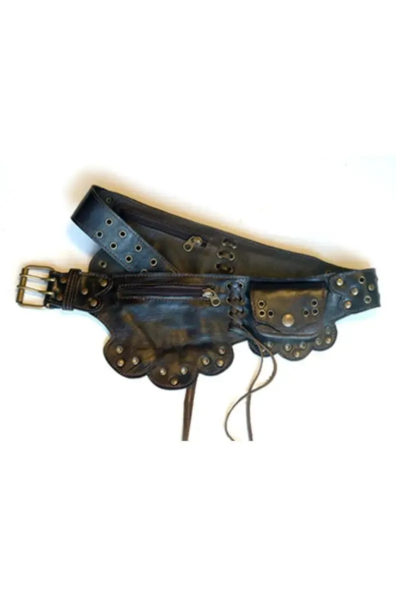 Medieval Renaissance Faux Leather Pocket Belt Bag