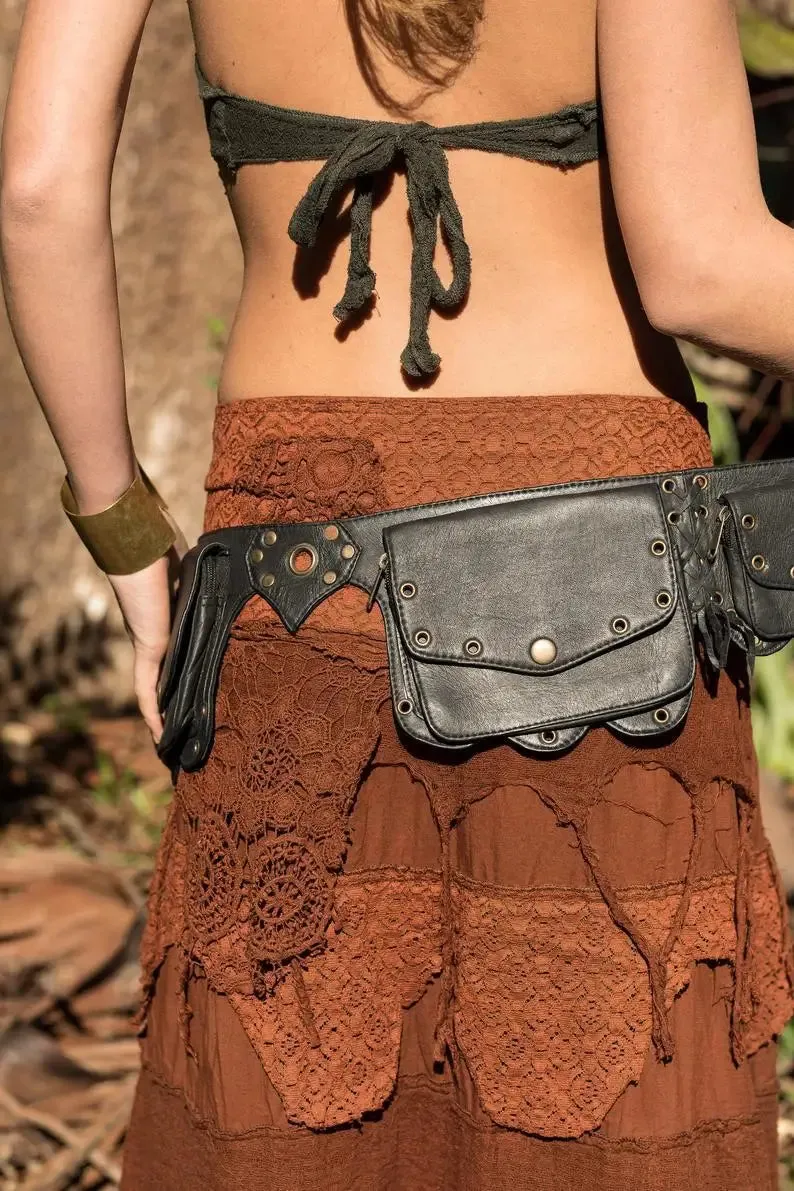 Medieval Renaissance Faux Leather Pocket Belt Bag