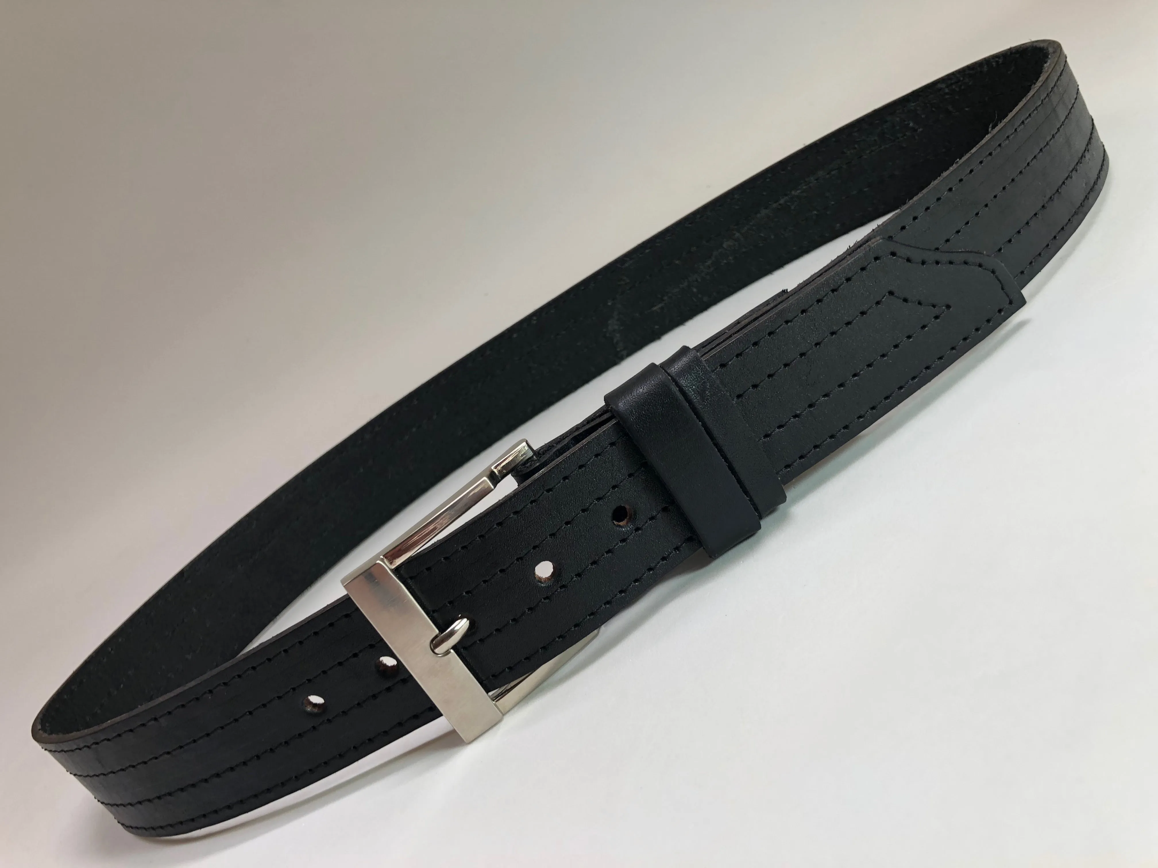 Men's Black Leather Belt with Black Stitching 34C5
