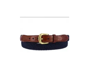 Men's Brighton | Elastic Cord Croco Tab Taper Belt | Navy