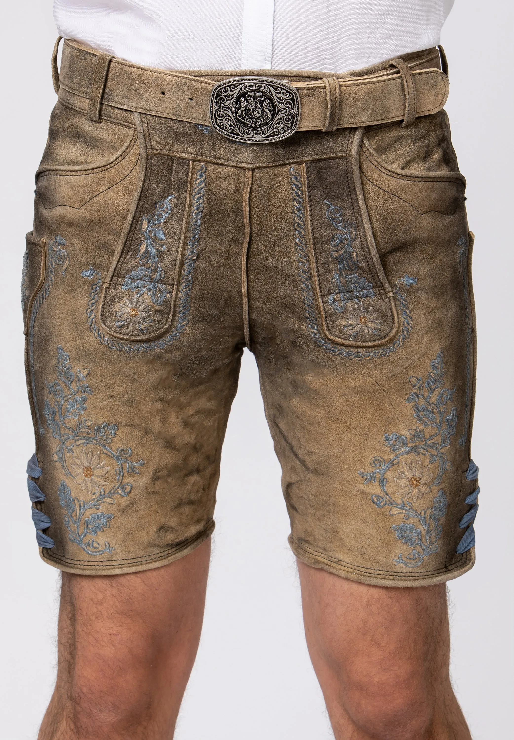 Men's Organic Lederhosen "Franz" with Belt Uroid-(green 50) closeout