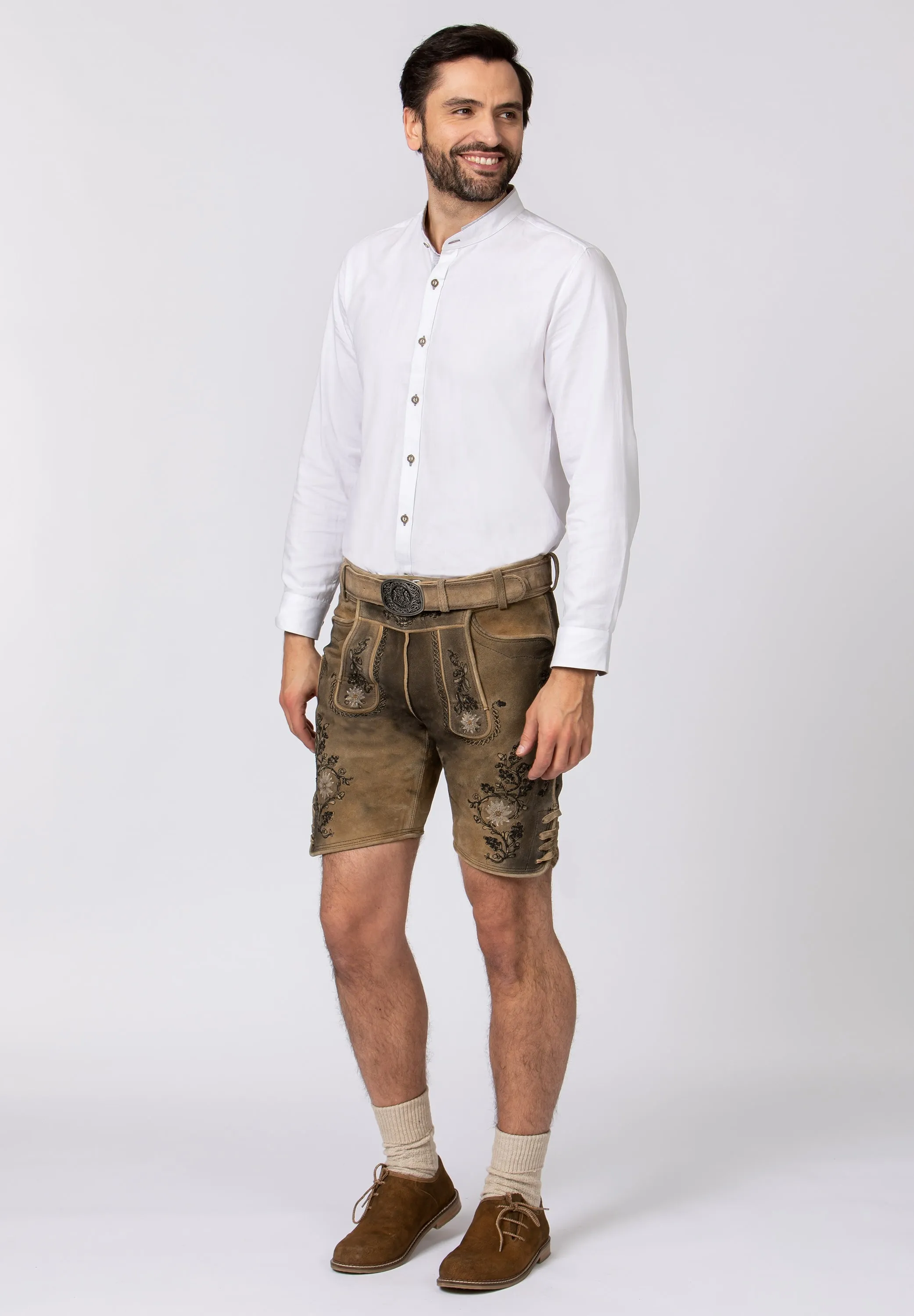 Men's Organic Lederhosen "Franz" with Belt Uroid-(green 50) closeout