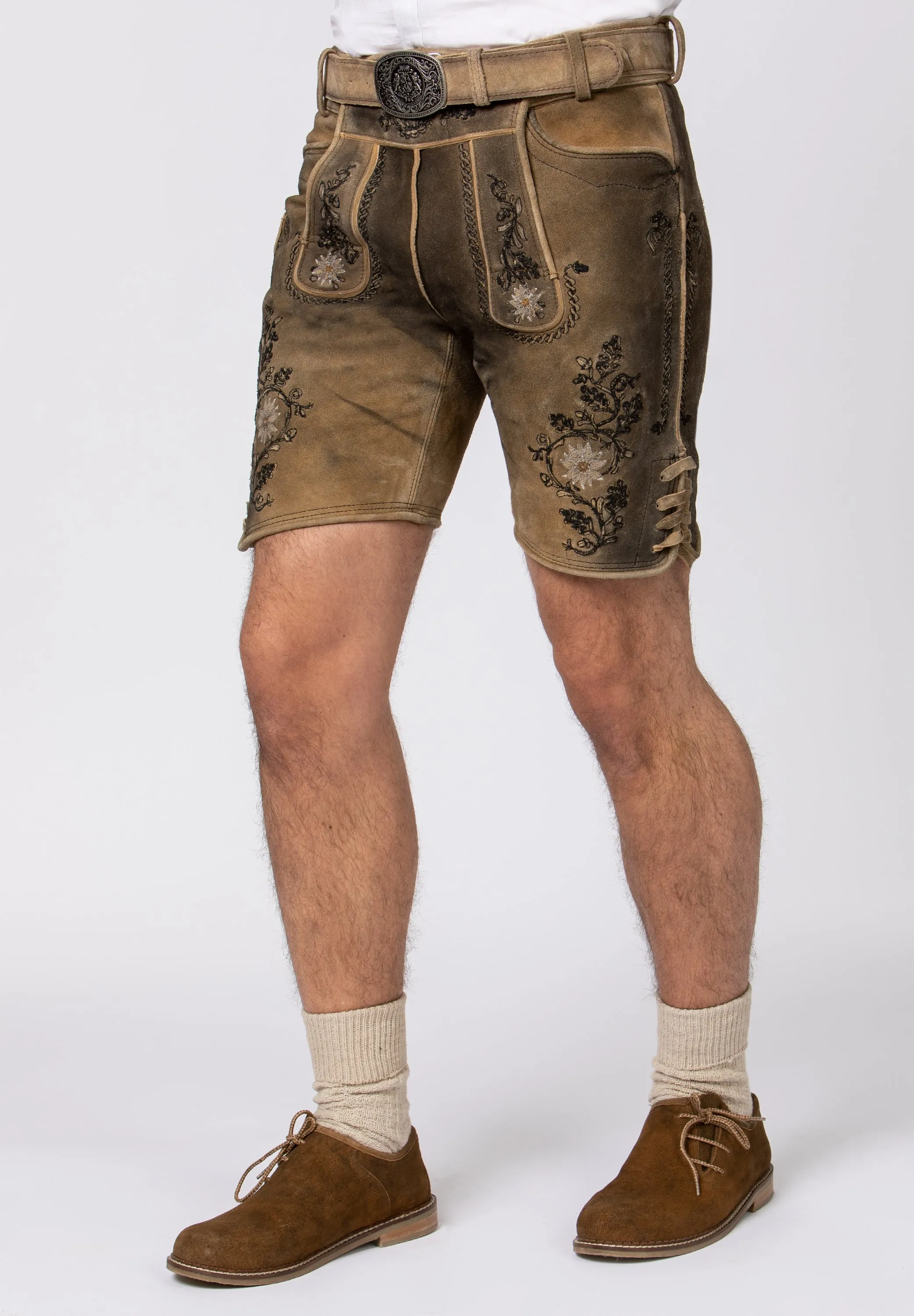 Men's Organic Lederhosen "Franz" with Belt Uroid-(green 50) closeout