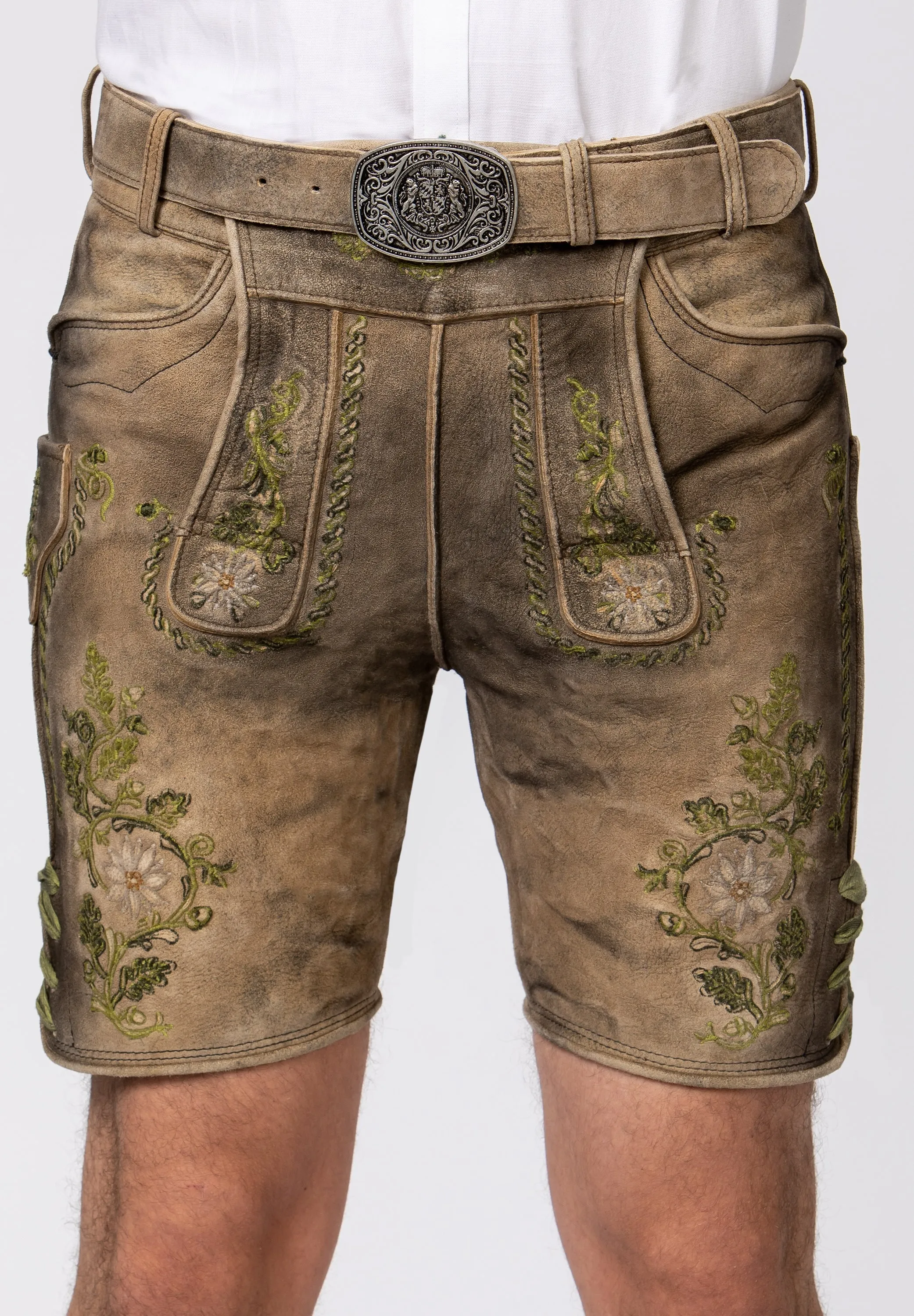 Men's Organic Lederhosen "Franz" with Belt Uroid-(green 50) closeout