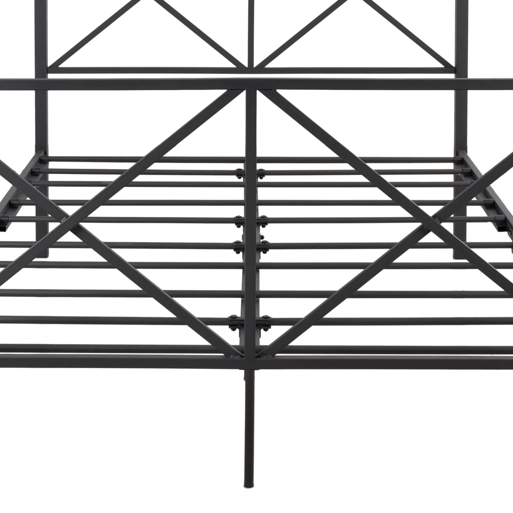 Metal Canopy Bed Frame, Platform Bed Frame with X Shaped Frame