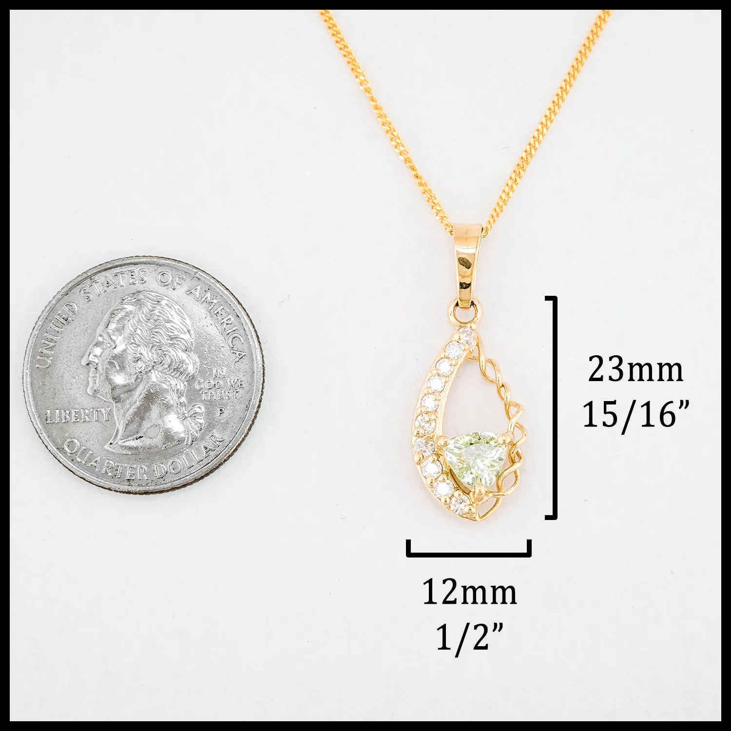 Mint Garnet and Diamonds Gold Frame Pendant