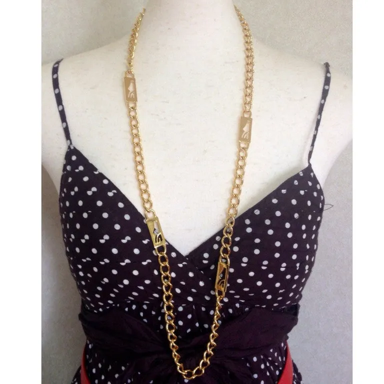 MINT. Vintage Salvatore Ferragamo chain belt with golden shoe charm. Can be worn as a necklace. 0506285