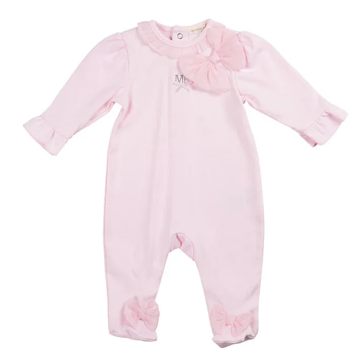 Mintini Frilly Bow Babygrow - Pink