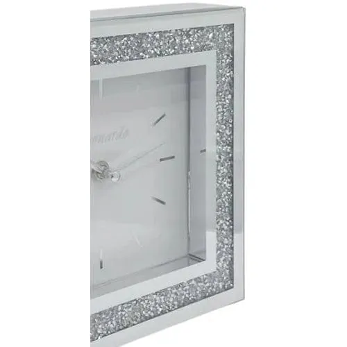 Mirror White Crystal Wall Clock 30Cm