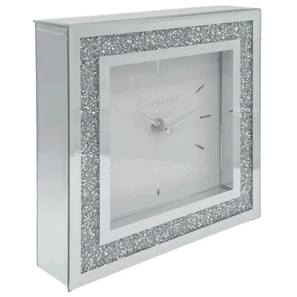Mirror White Crystal Wall Clock 30Cm