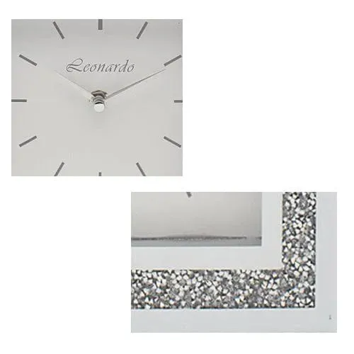 Mirror White Crystal Wall Clock 30Cm