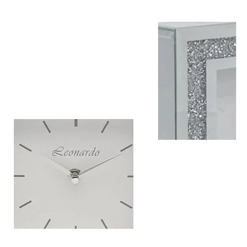 Mirror White Crystal Wall Clock 30Cm