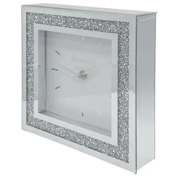 Mirror White Crystal Wall Clock 30Cm
