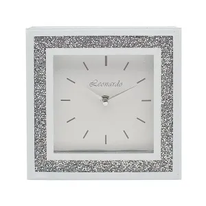 Mirror White Crystal Wall Clock 30Cm