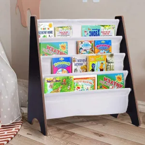 Montessori 4 Tier Sling BookCase | Childrens Bookcase | Kids Bookshelf | 2 Colours