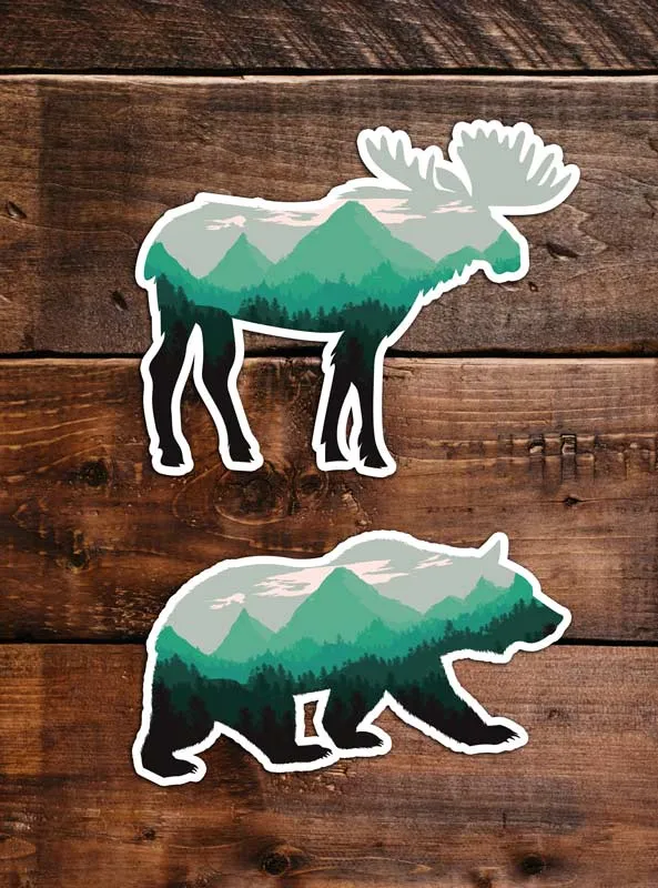 Moose Sticker, waterproof vinyl for Laptop, Car Window, cooler, bumper and water bottle.