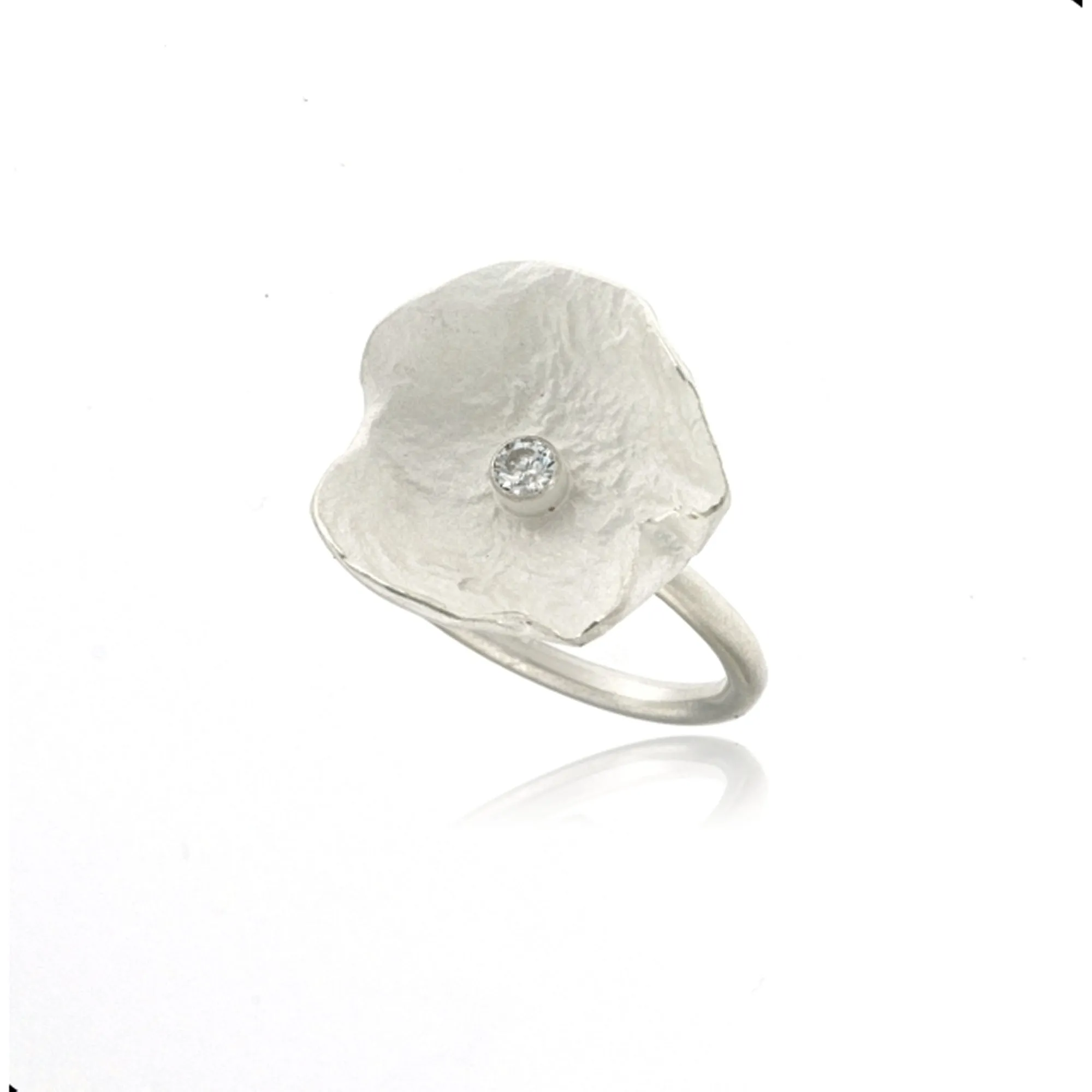 Mysterium Collection Sterling & CZ Petal Ring (Med)