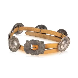 Navajo Stamped Silver Concho Belt
