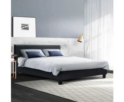 Neo Bed Frame Fabric - Charcoal Queen