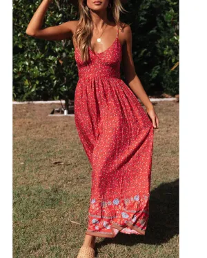 New Bohemian V-neck Sling Floral Dress
