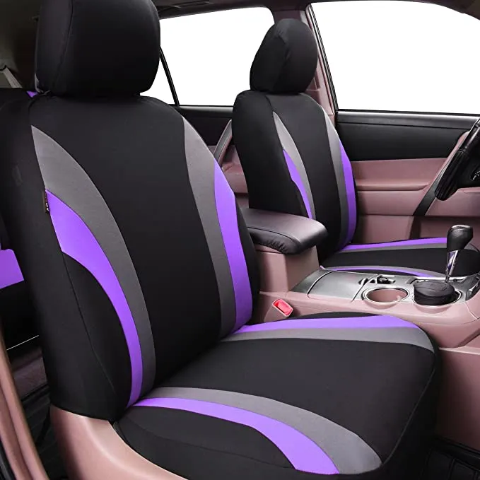 New in package! CAR PASS Line Rider 11PCS Universal Fit Car Seat Cover -100% Breathable With 5mm Composite Sponge Inside,Airbag Compatible (Black with purple)