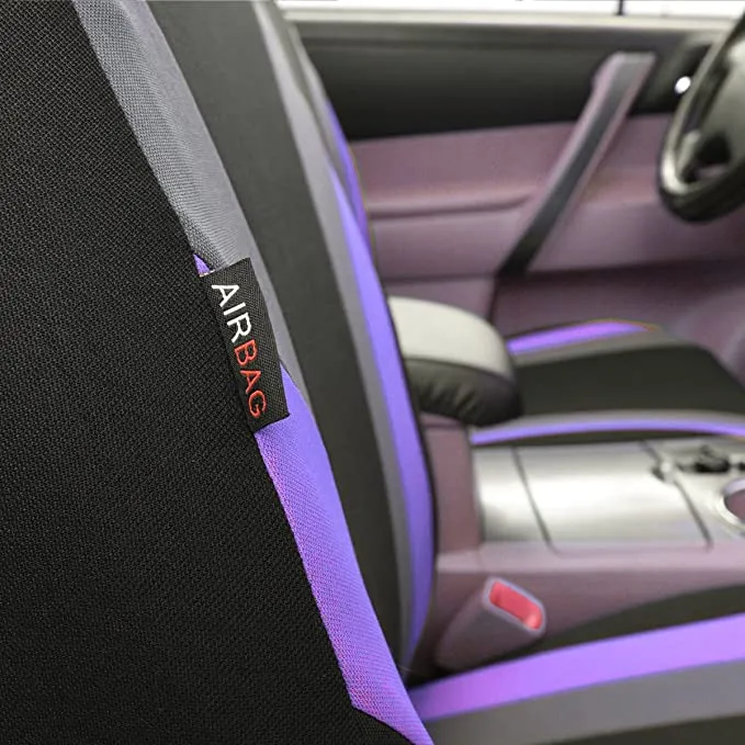 New in package! CAR PASS Line Rider 11PCS Universal Fit Car Seat Cover -100% Breathable With 5mm Composite Sponge Inside,Airbag Compatible (Black with purple)