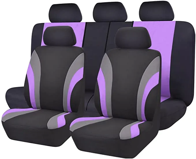 New in package! CAR PASS Line Rider 11PCS Universal Fit Car Seat Cover -100% Breathable With 5mm Composite Sponge Inside,Airbag Compatible (Black with purple)