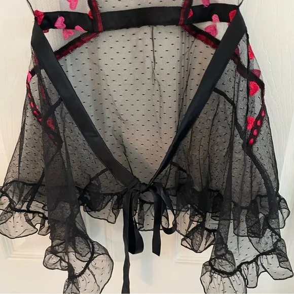 New! Victoria's Secret Heart Cupid Lace Wicked Apron Babydoll Slip 22846