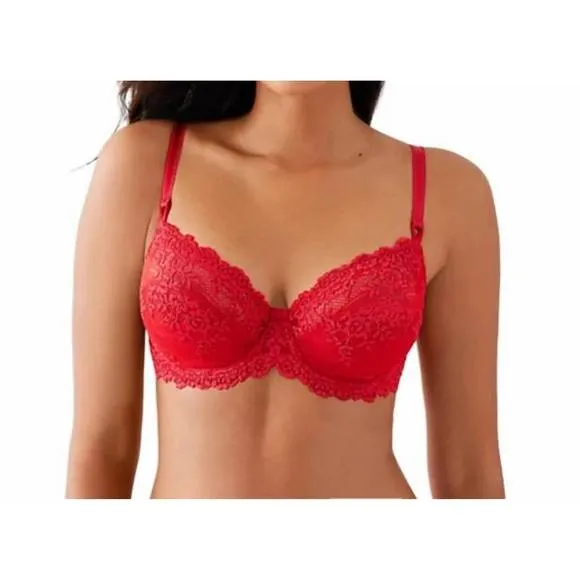 NEW WACOAL embrace lace underwire bra in equestrian red