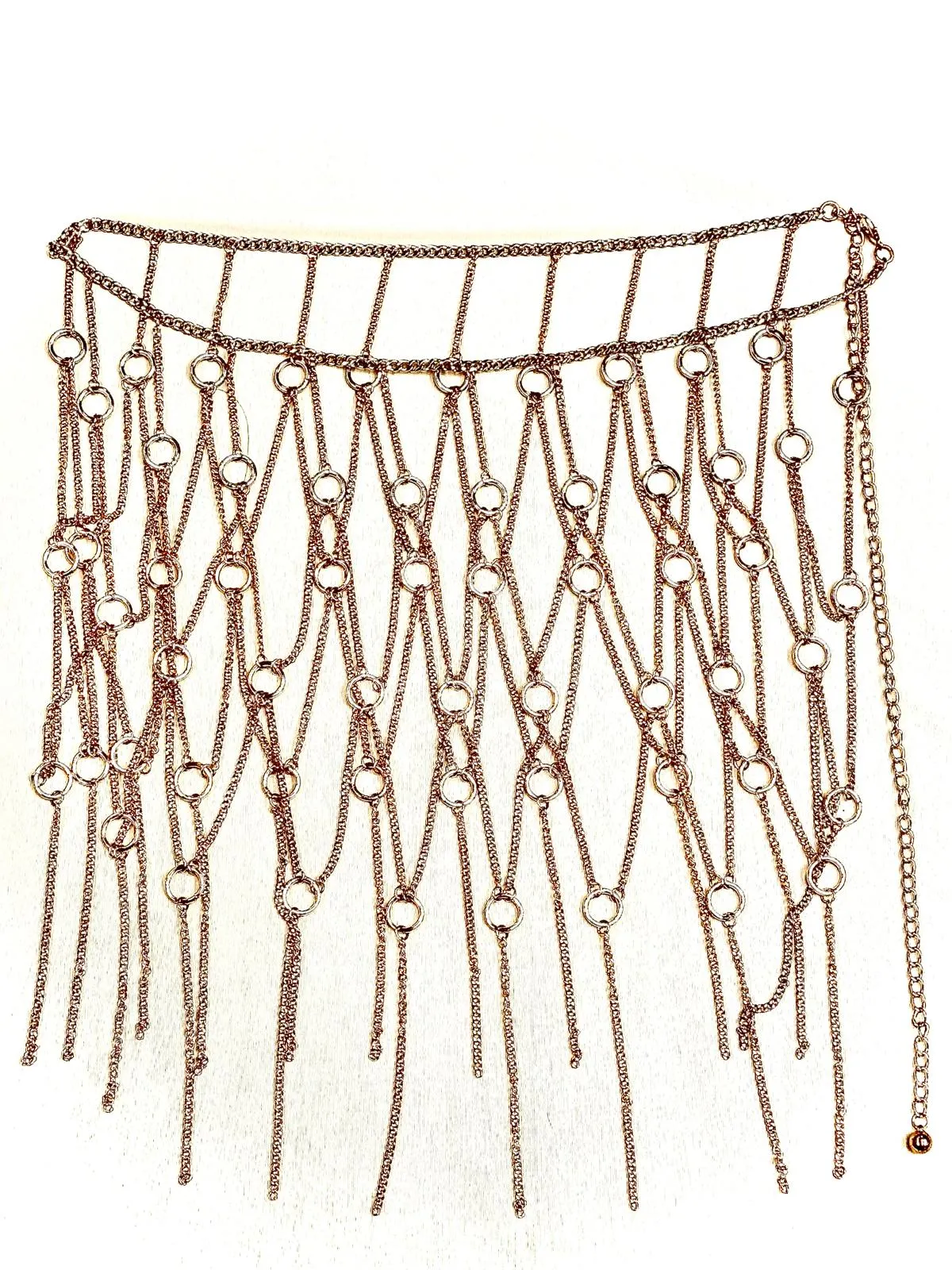New Women Gold Metal Chain Circle Rings Skirt Belt High Waist Size S M