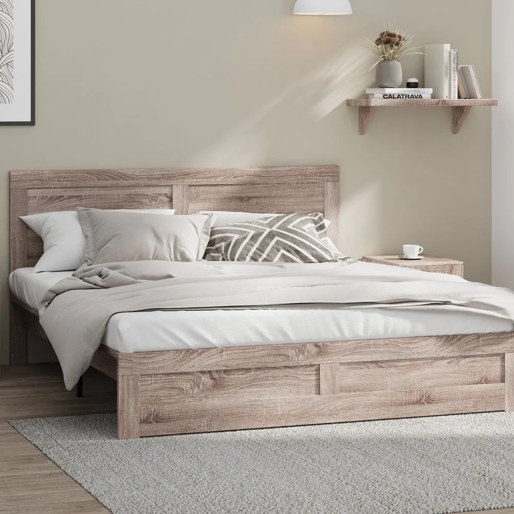 NILE Wooden Bed Frame - Contemporary Light Oak