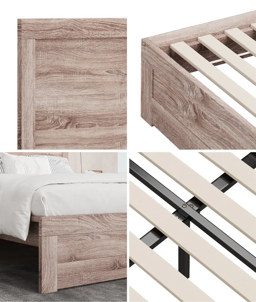 NILE Wooden Bed Frame - Contemporary Light Oak