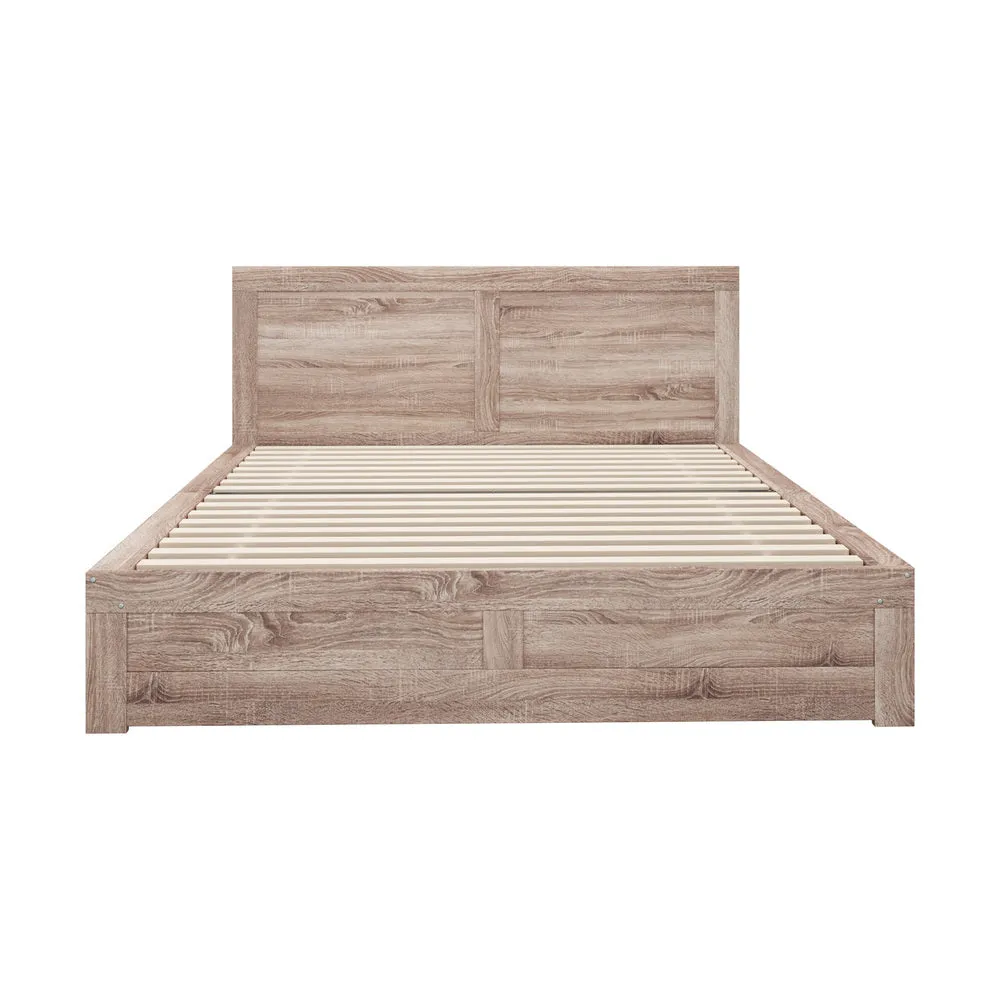 NILE Wooden Bed Frame - Contemporary Light Oak