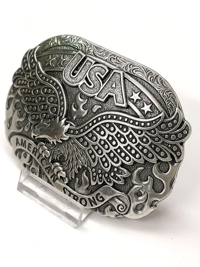 Nocona American Strong USA Soaring Eagle Belt Buckle Antique Silver