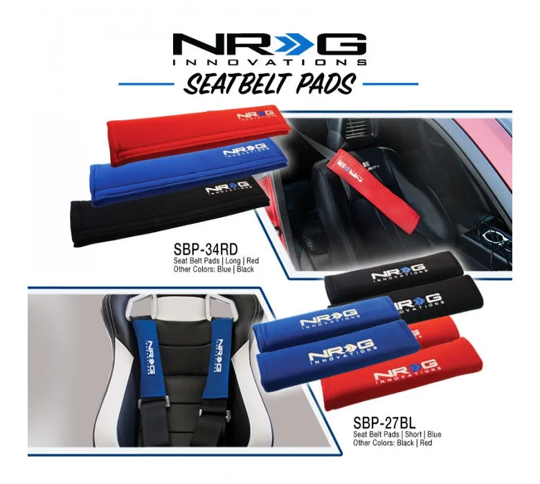 NRG SBP-27BK Short Black Seat Belt Pads 2.7" x 11"