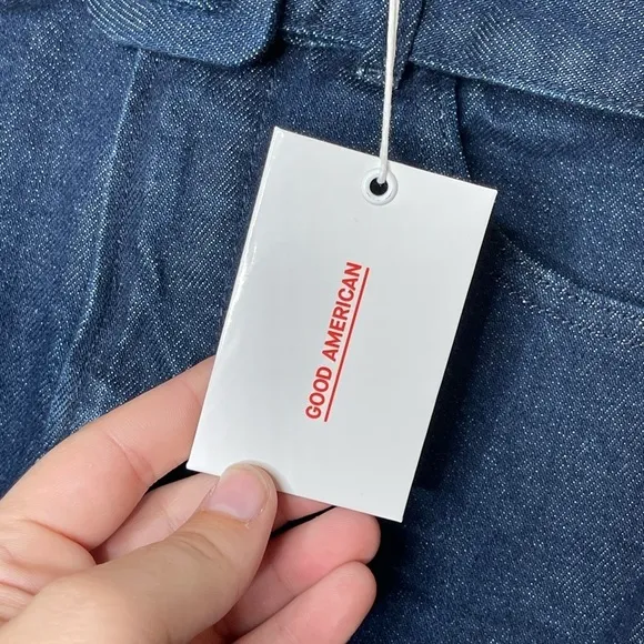 NWT GOOD AMERICAN 70s Icon Denim Belted Mini Skirt