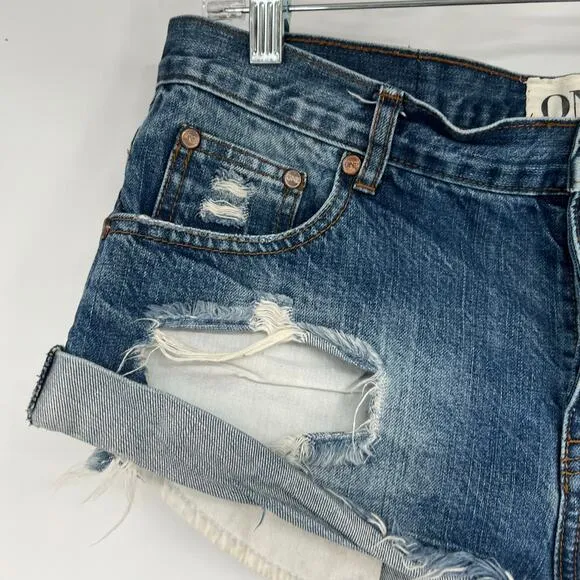 One Teaspoon Bandits Button Fly Twisted Cuff Hem Short Womens Size 29 Distressed