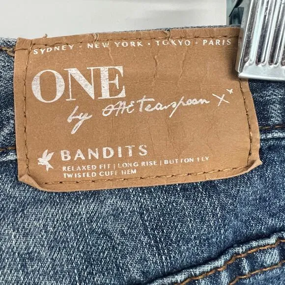 One Teaspoon Bandits Button Fly Twisted Cuff Hem Short Womens Size 29 Distressed