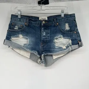 One Teaspoon Bandits Button Fly Twisted Cuff Hem Short Womens Size 29 Distressed
