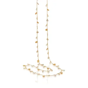 Opal Or CZ Brushed Gold And Silver Necklace