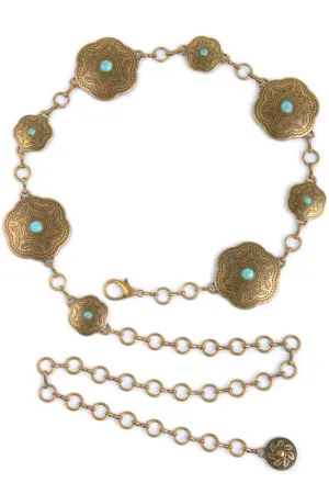 Oval Flower Metal Concho Belt