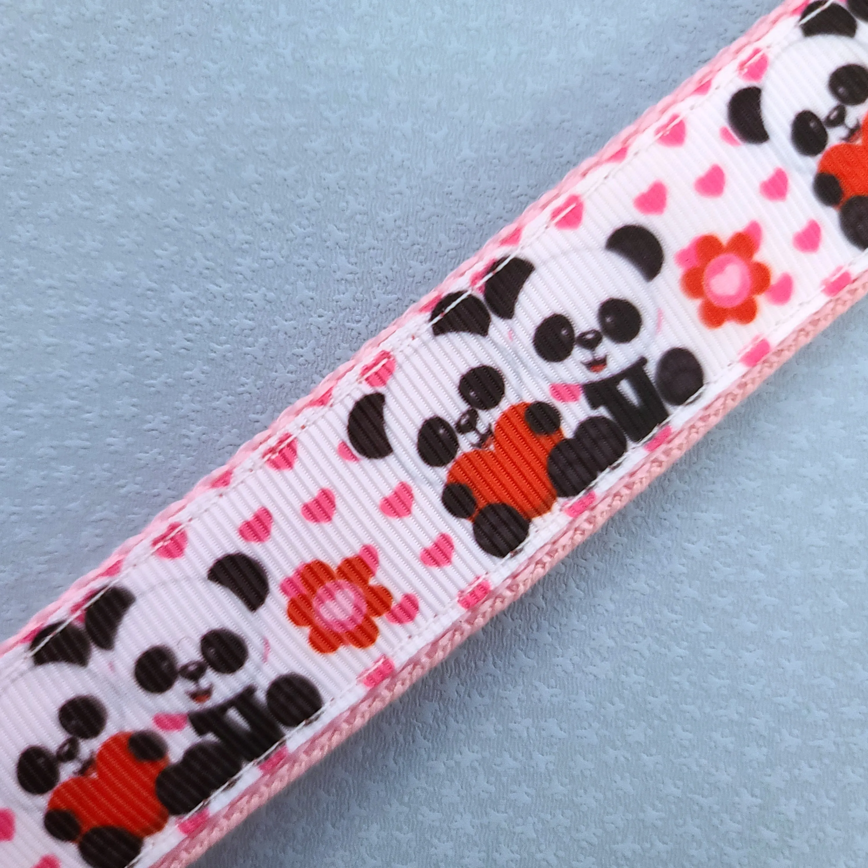 Pandas Holding Hearts Key Chain Fob with Charm