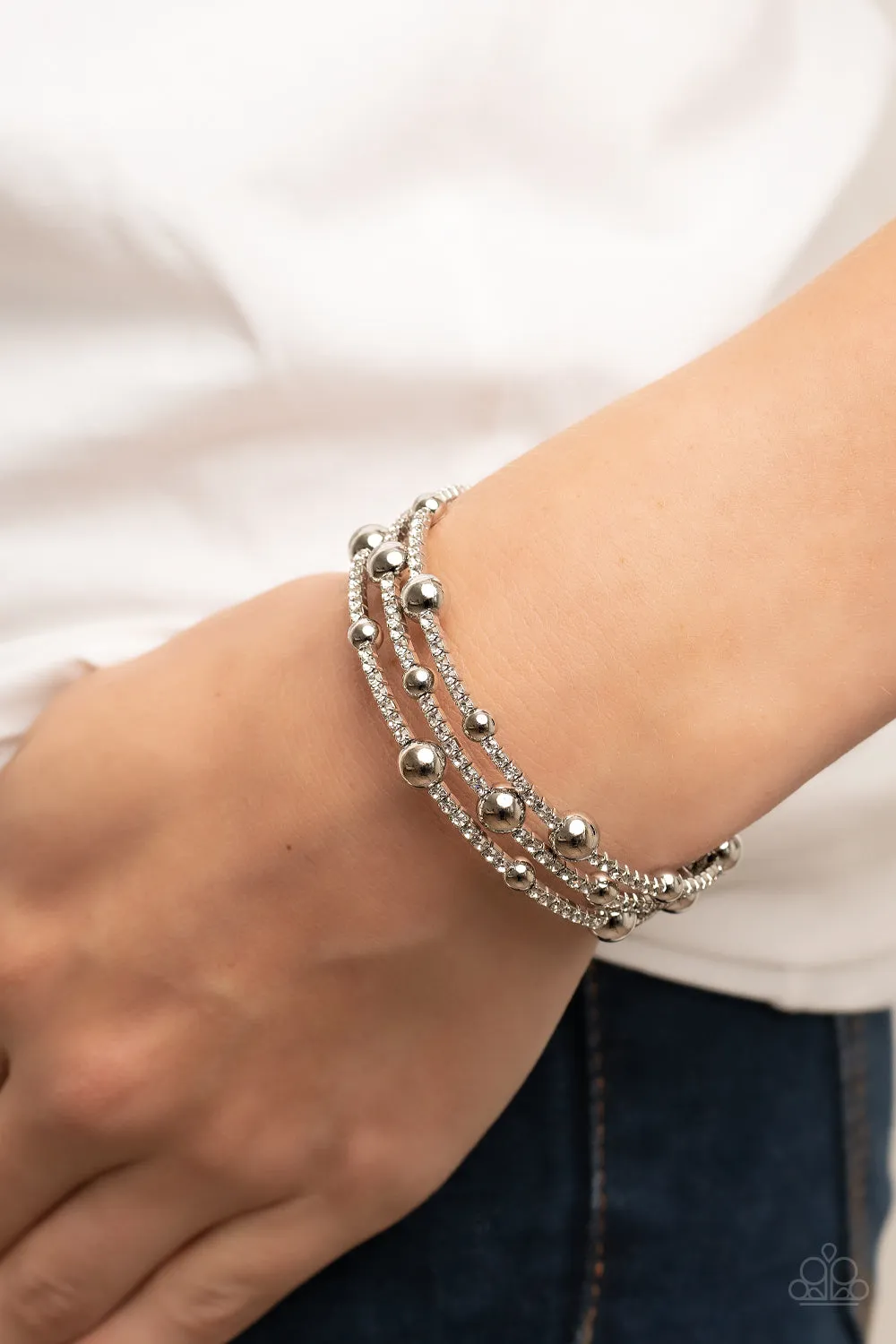 Paparazzi Spontaneous Shimmer - White Coil Bracelet
