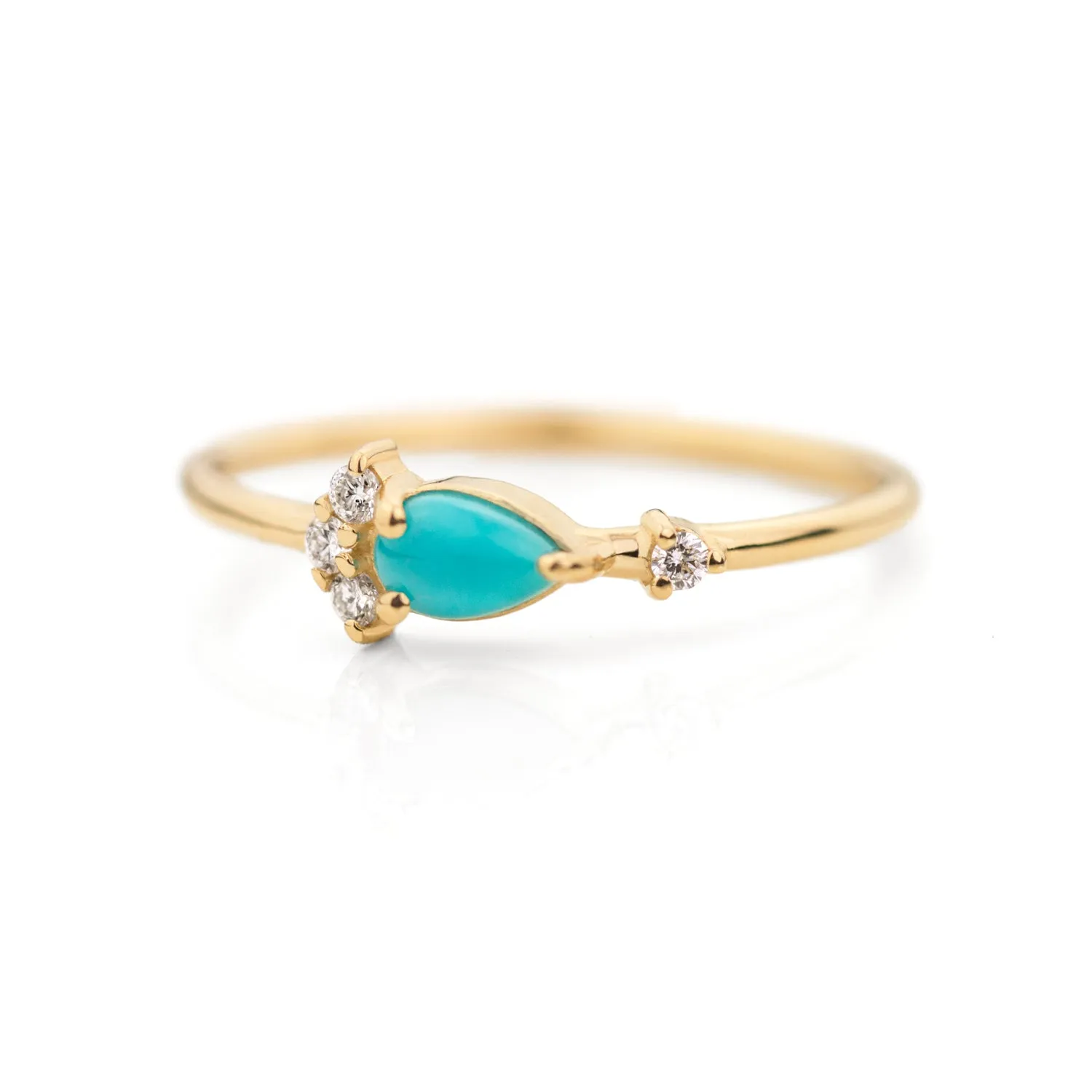 Pear Cut Turquoise Diamond Ring